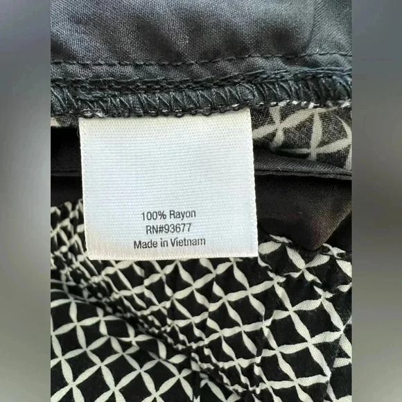 a.n.a Black and White Print Rayon Drawstring Pants Size S​ - Picture 9 of 9